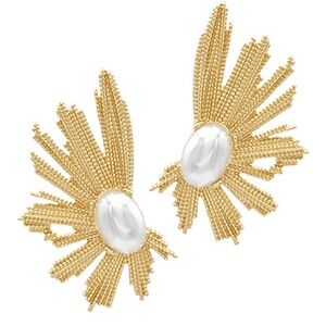 Textured Sunburst & Pearl Earrings